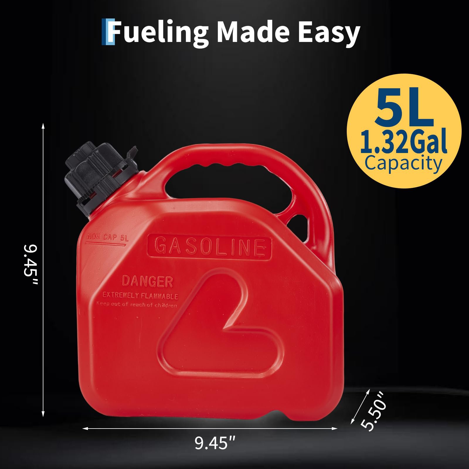TEMU Fuel Tanks, Heavy Duty Hdpe Fuel Tank 1pc Leak-proof Portable Gas Canister Replacement Reservoir For Generator Lawn Mower Outdoor