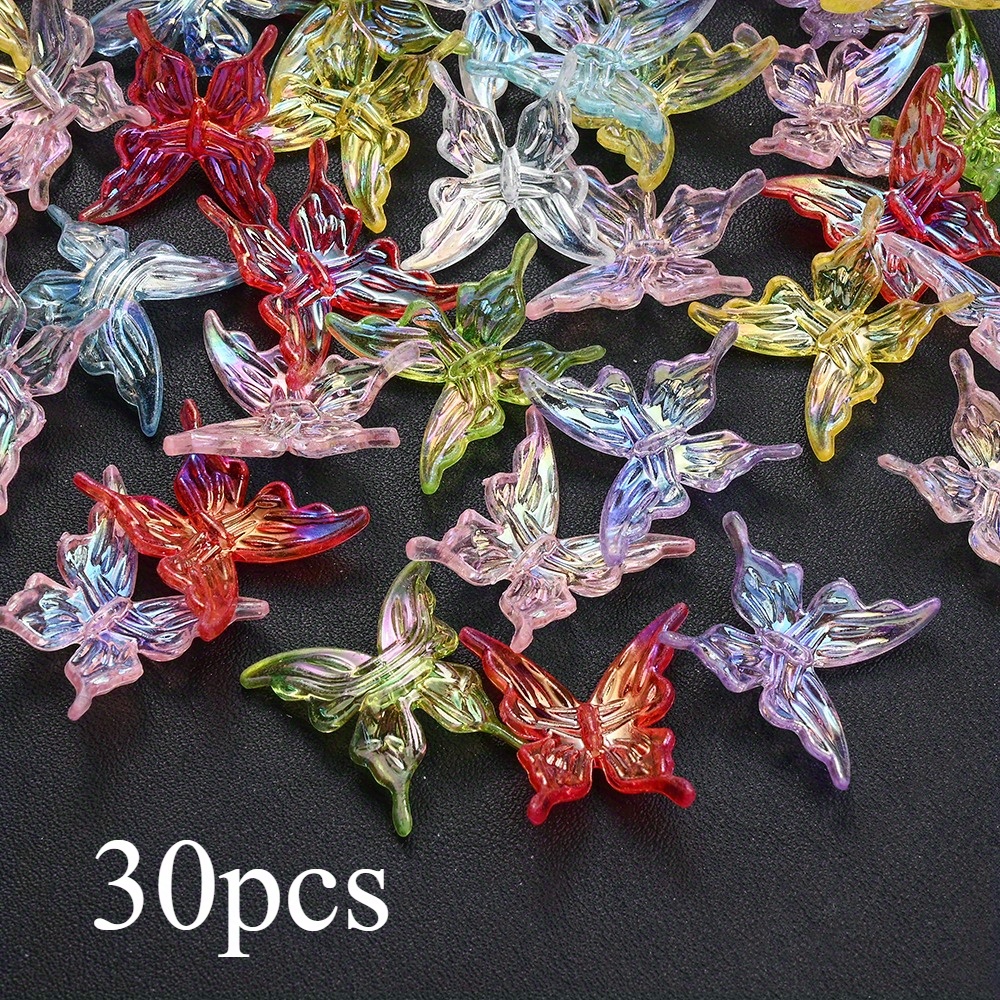 E-shop 30 Stück NEOVIVI 25mm Transparente Schmetterlingsperlen - Acryl Schmetterlingsförmige Zwischenperlen für Schmuckherstellung, DIY Basteln,