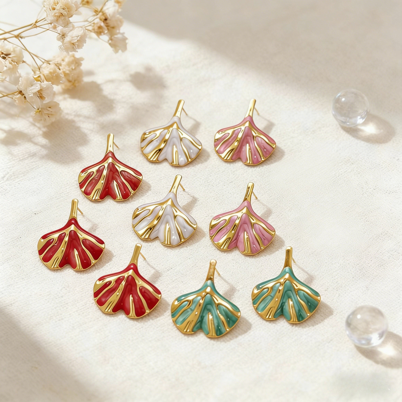 Ginkgo Leaf Drip Oil Earrings, Fashionable Design for Women