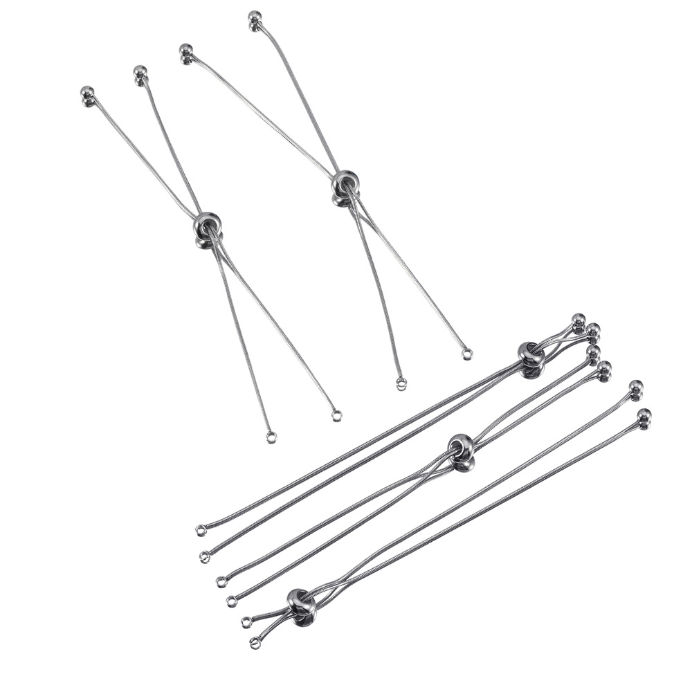 Image of 5pcs 304 Stainless Steel Extension Chain With Silicone Beads, Adjustable Tail Link For Bracelet/necklace Connector, Accessories & Making Supplies