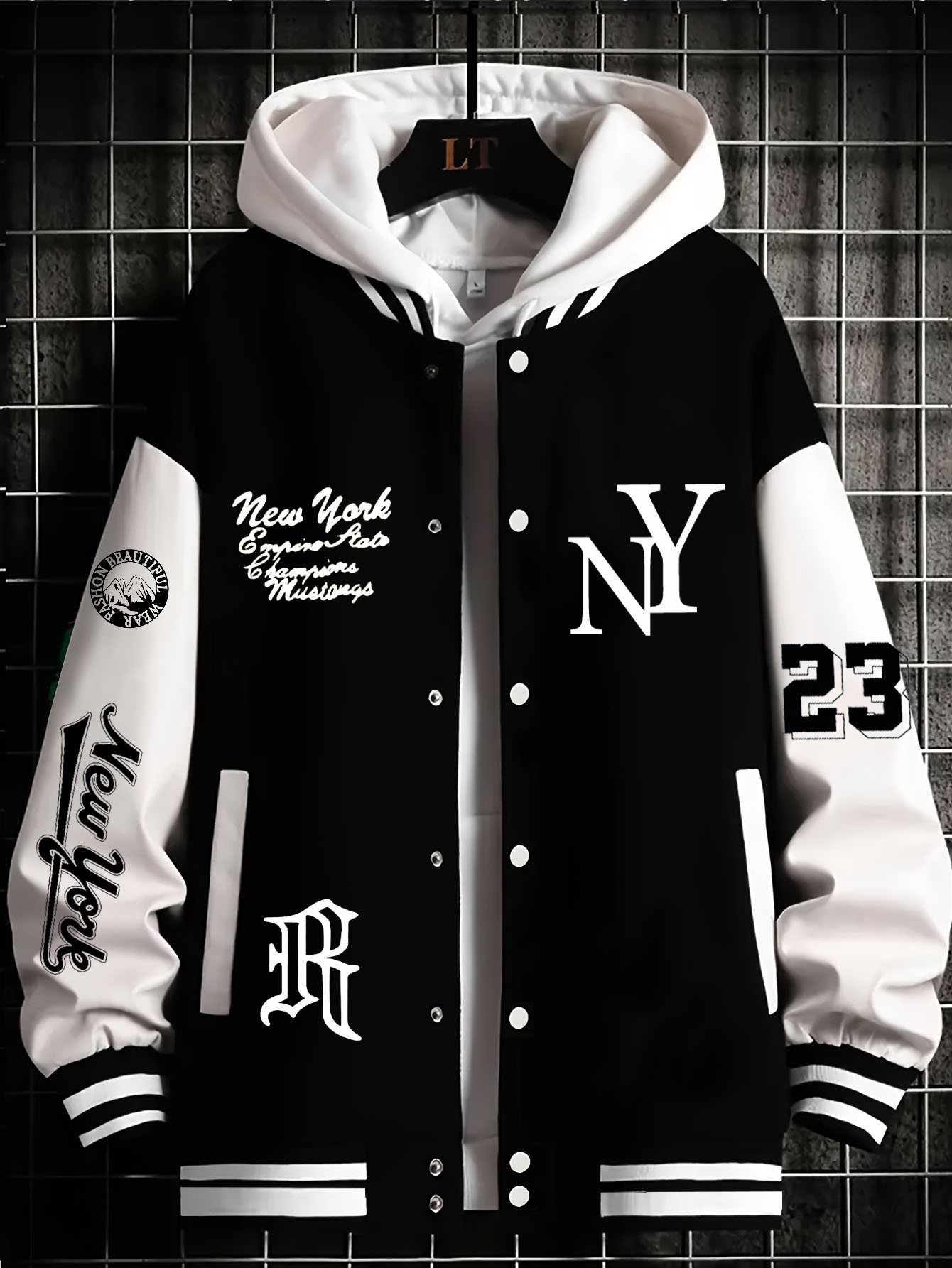 mens nyc streetwear jacket burgundy black two tone button up coat with   graphic   lightweight outerwear for urban fashion casual athletic jacket for everyday special occasions versatile layering   print design durable construction stylish   black 0