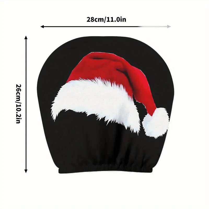 TEMU 2pcs Festive Christmas Hat Print Car Headrest Covers - High , No-fill Design, For Long Drives & Business Trips, Perfect For Holiday Decor & ,