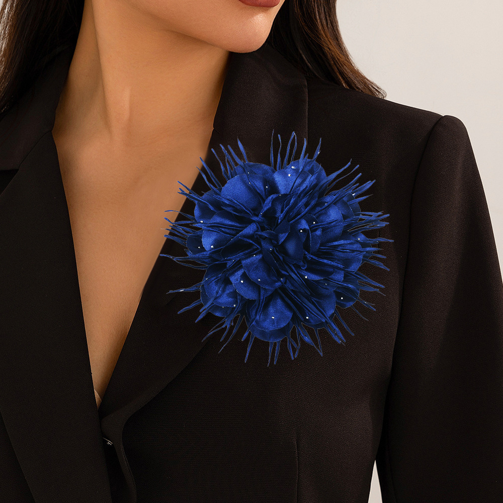 TEMU 1pc Elegante Retro Broche de Flor de Tela de Satén Grande con Diamantes de , Broche de Mujer, Pin de Hebilla de Metal de Uso Adecuado para ,