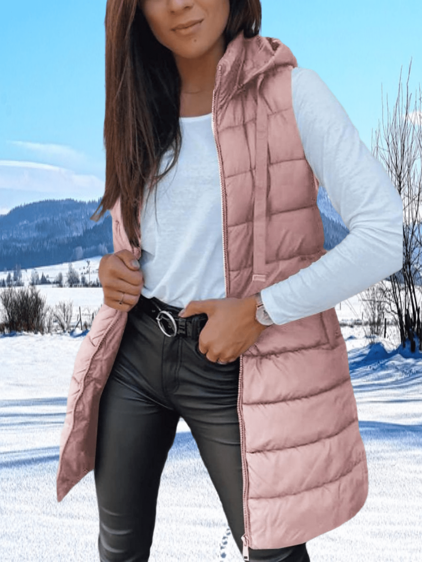 Womens 2025 Winter Sleeveless Puffer Vest Jacket Solid Black