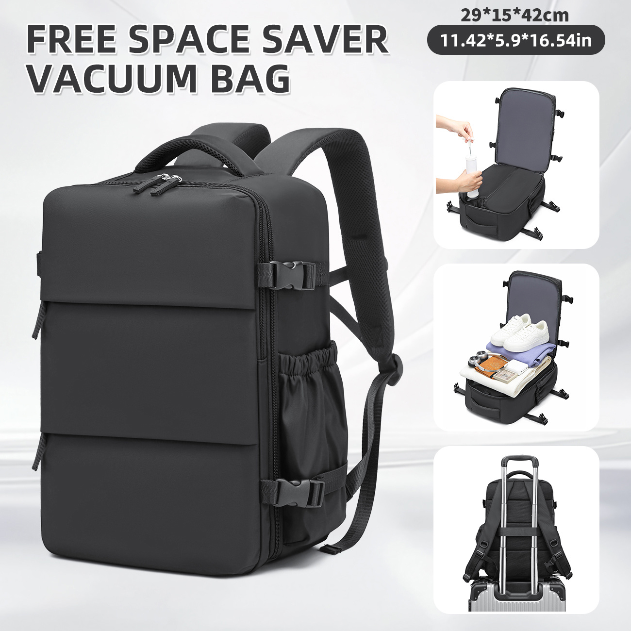 E-shop Reise-Rucksack, vakuumgekompakte Gepäcktasche, Flugzeug-zertifizierter Boarding-Rucksack mit großem Fassungsvermögen, Multi-Cabin-Design,