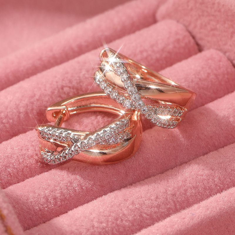 Image of 1 Pair Of Exquisite And Fashionable Inlaid Synthetic Zirconia Earrings, Daily Wear As Women's Jewelry – Ideal Birthday Gift For Family &