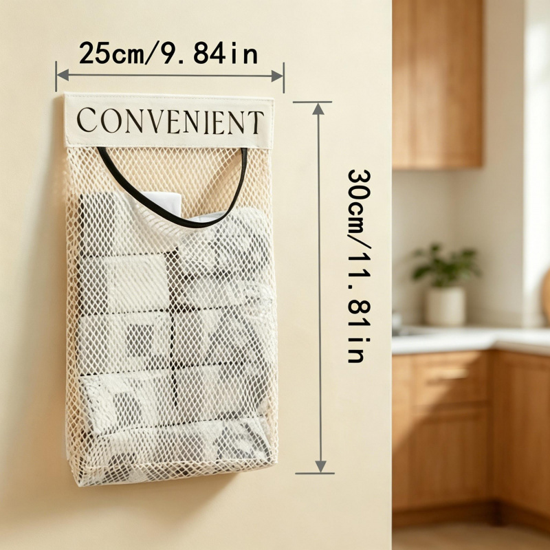 3pcs Set Kitchen Hanging Mesh Storage Bag with Adhesive Hooks