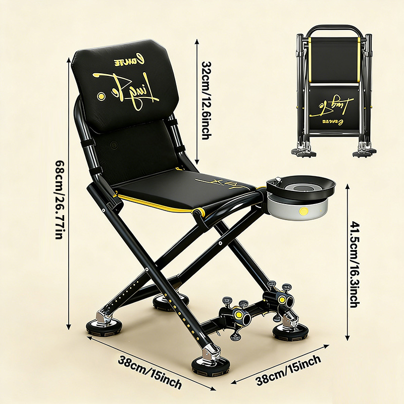 8-level Adjustable Fishing Chair With 7pcs Full Accessory Set Portable Folding High-back Fishing Chair Memorial Day Outdoor Fishing Gear