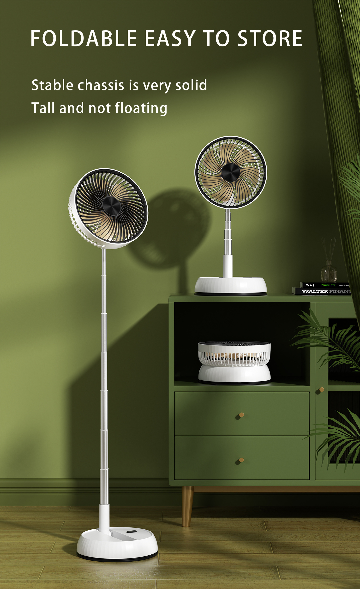 Remote Control Retractable Folding Vertical Fan USB Outdoor Camping Convenient Fan 180° And 90° Shaking 8-Inch Desktop Fan
