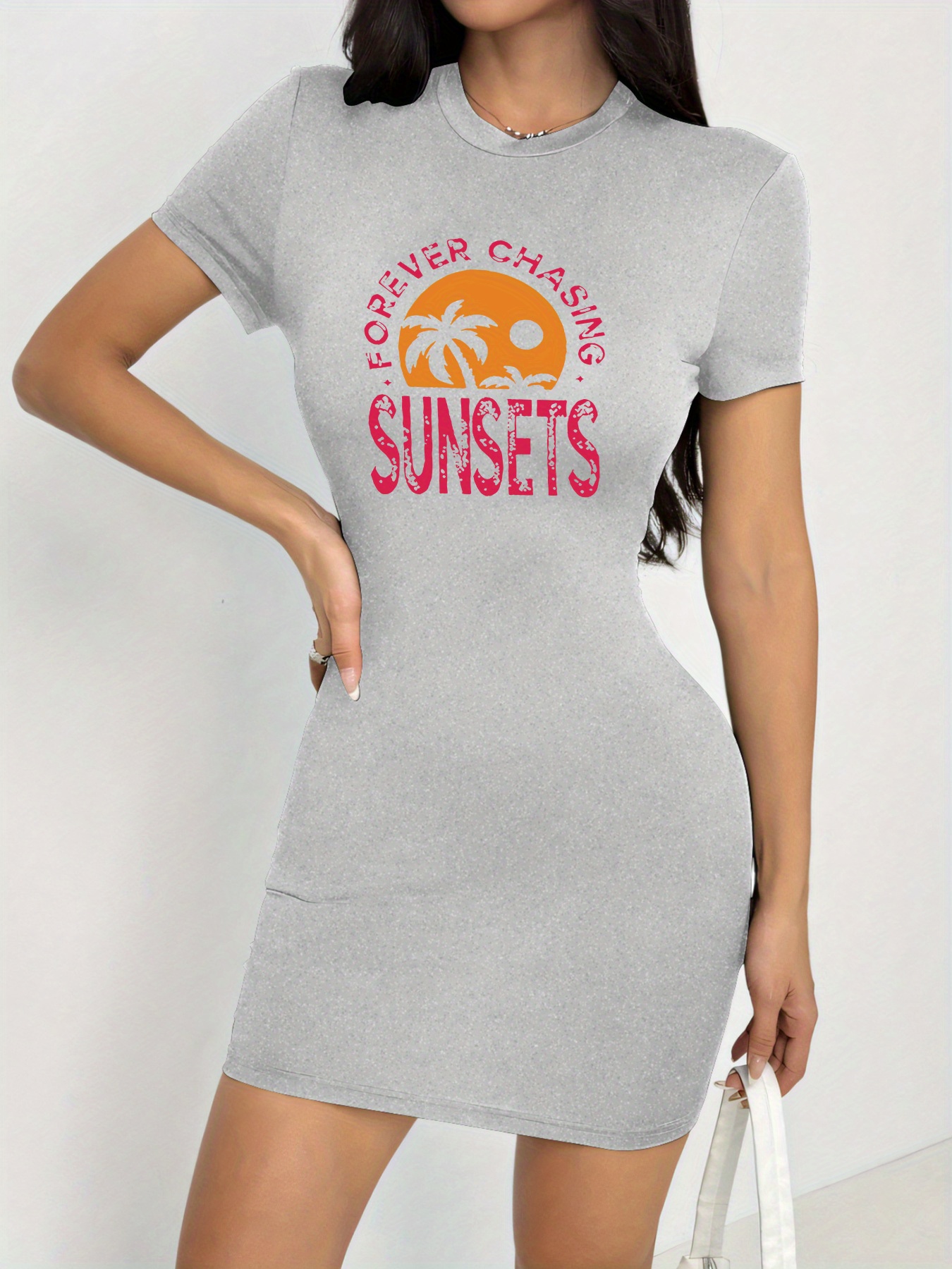 summer bodycon dress t shirt style fitted skirt tight - Temu Mauritius