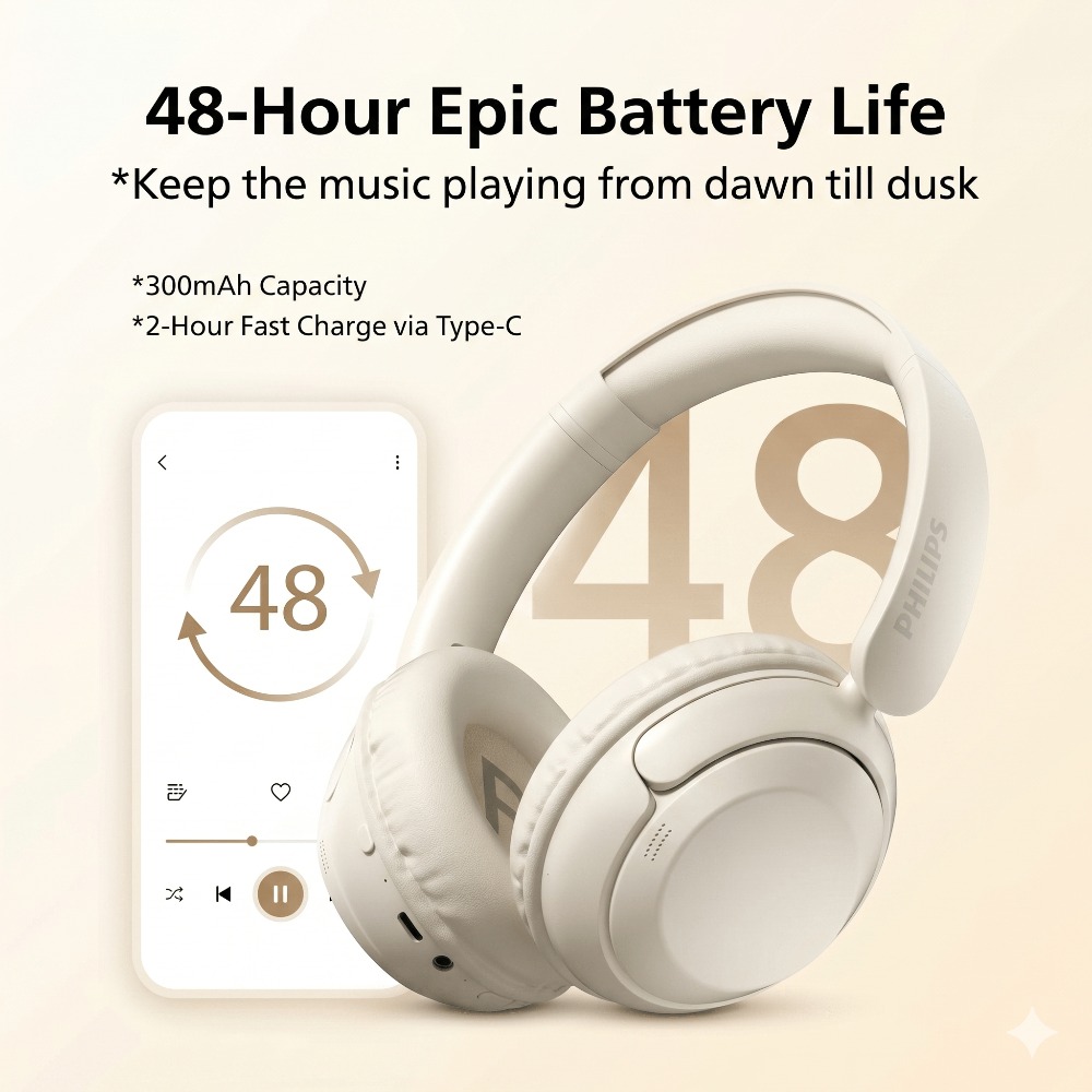 TAH1120 Wireless Over-Ear Headphones, Wireless 6.0, 48H Playtime, Dual Connection, Wired & Wireless, Lightweight Stereo Headset with Mic for Work, Travel & Gaming
