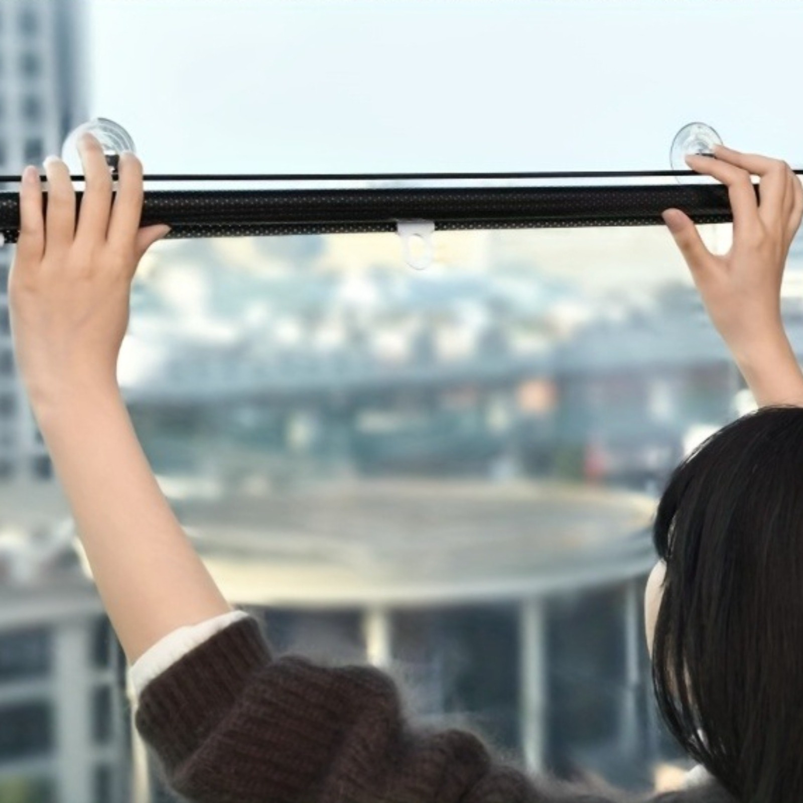 1pc of Blackout Roller Window Shades | Installation Without Drilling | Suitable for Bedroom And Balcony | Designed for Wind Protection | Mounting Without Leaving Marks | Easy to Pull Operation