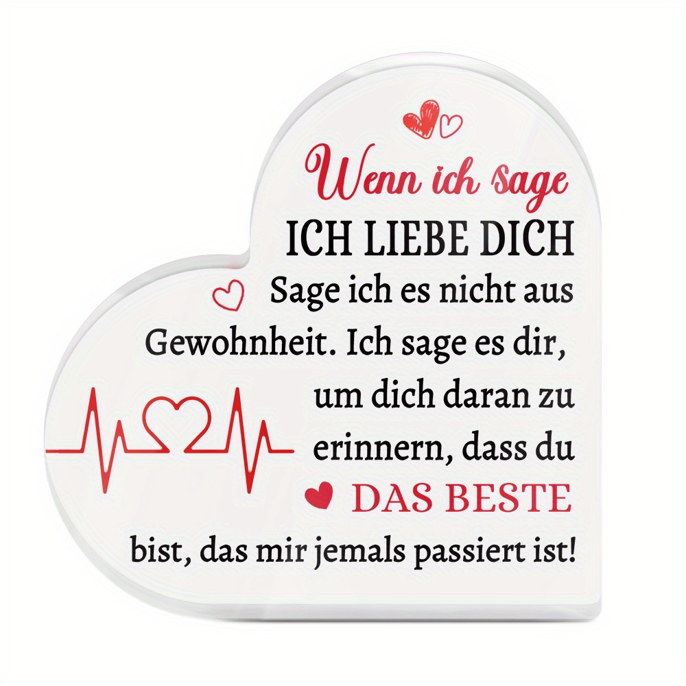 TEMU 2d Flat, 1pc German Heart-shaped Acrylic Sign With Quote - "when I 't Mean It Habit" - 2d Flat Desktop Decor For Home, Farmhouse, Living Room -