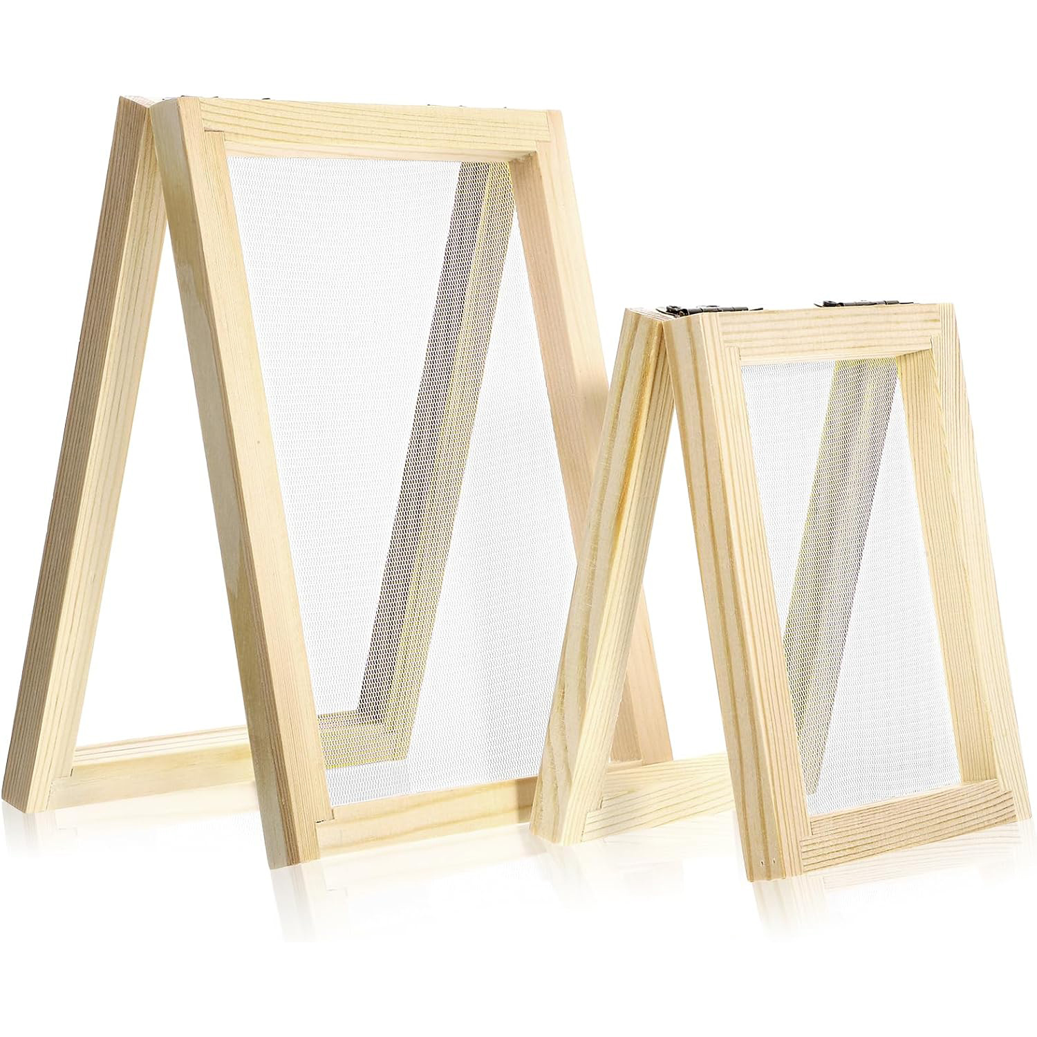 TEMU Set Of 2 Paper-making Screens, Wooden Paper-making Frame, Available Sizes: 5x4 Inches And 5x7 Inches, Suitable For Diy Handmade Paper Crafts And