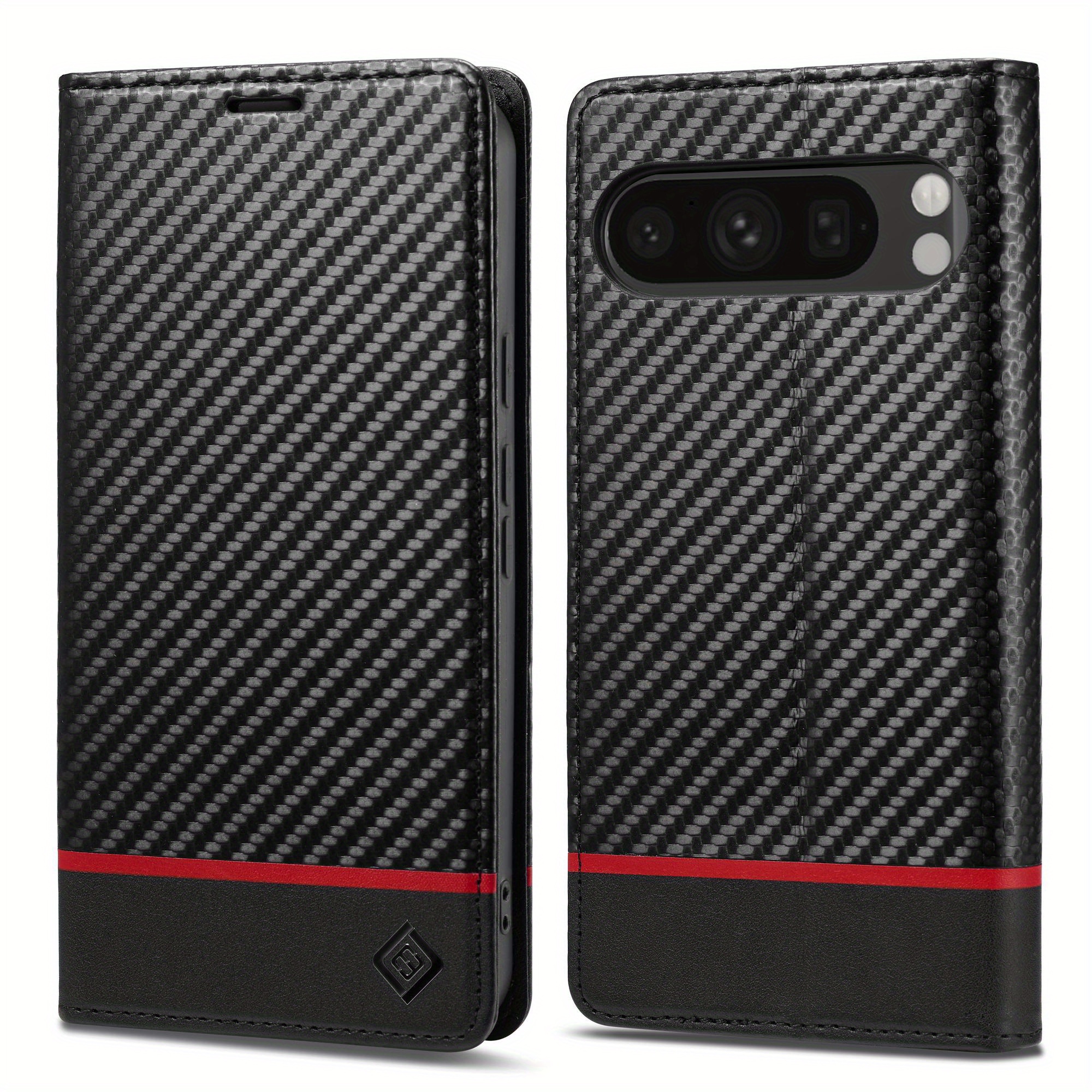 TEMU Phone Case - Carbon Fiber Textured Faux Leather Phone Case With Pattern, Compatible With Google Pixel 6/7/8/9//pro/pro Xl