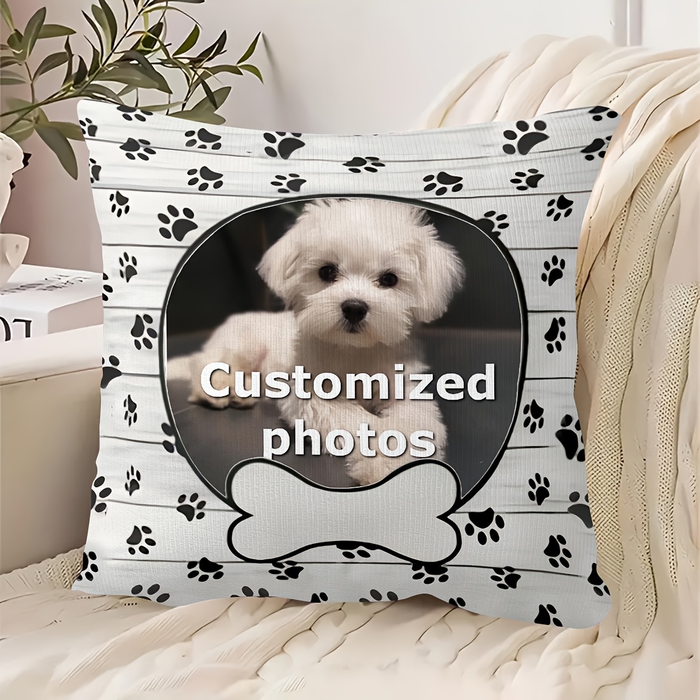 TEMU 2d Double-sided Printing, Personalized Photo Pillowcase, Custom- Your Memories--in Memory Of Your Dog, 2d Flat