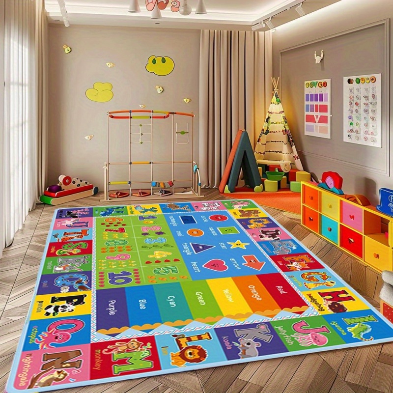 1pc 800g m2 abc 0 6cm thick educational rug floor mat with playroom classroom non slip backing suitable for family entertainment and parent child interaction hand washable parent child learning carpet Product details 1