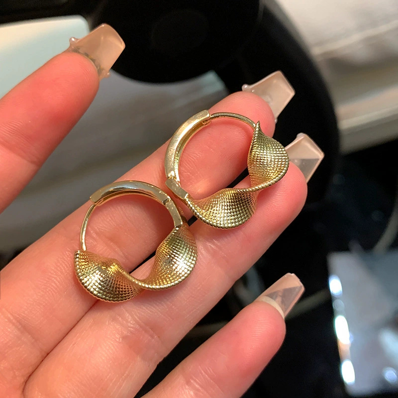 Women's Golden Spiral Hoop Earrings