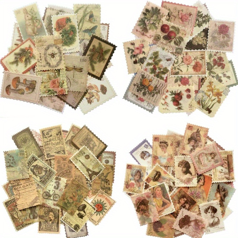 

240pcs Vintage Stickers, Aesthetic Botanical Deco Paper Sticker For Scrapbooking