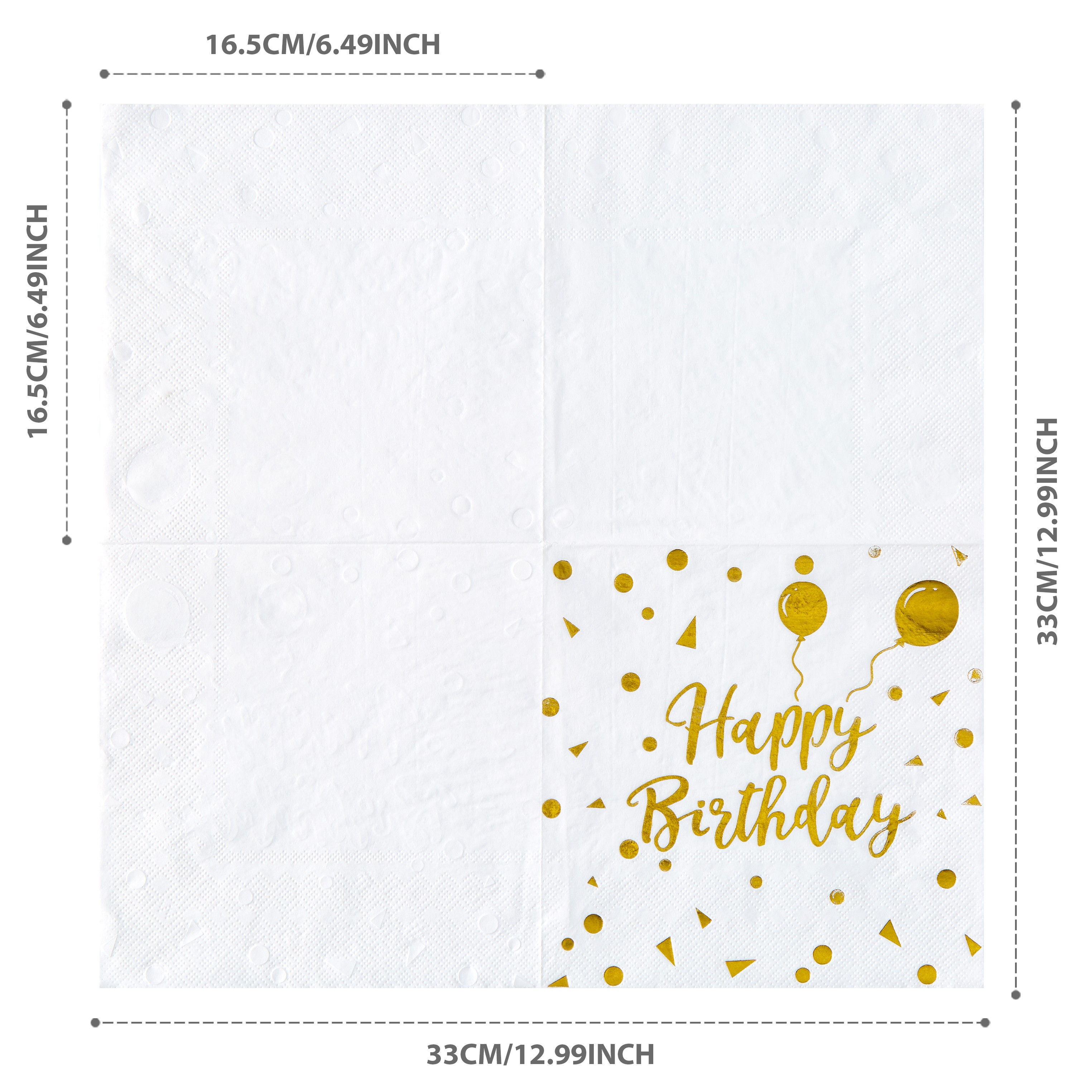 TEMU 25pcs/ Pack 33*33cm/ 13*13inch Disposable Napkins, White Background Golden Balloons, White Background Golden Balloons Napkins For Party
