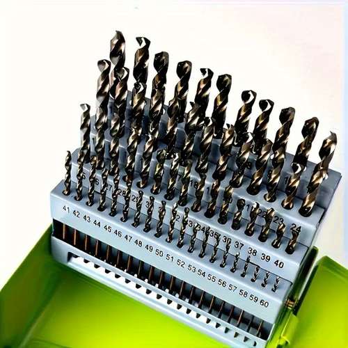 13/50/99pc Titanium Coated HSS Drill Bit Set – High Speed Steel, Multi-Purpose, Unbranded