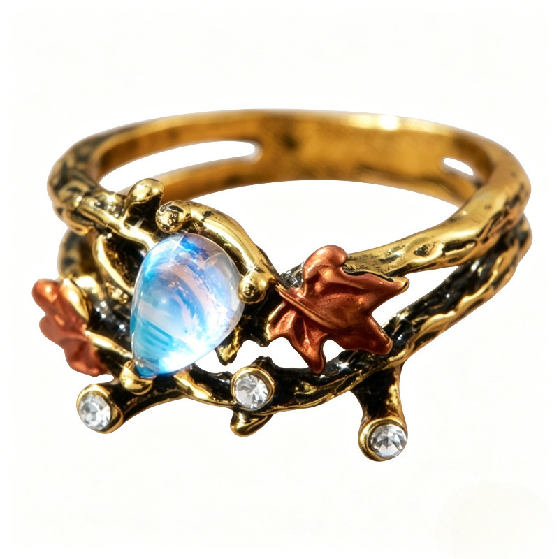 TEMU Vintage Style Maple Leaf Shaped , Suitable For All Party Gifts, Jewelry, Adjustable Jewelry Rings