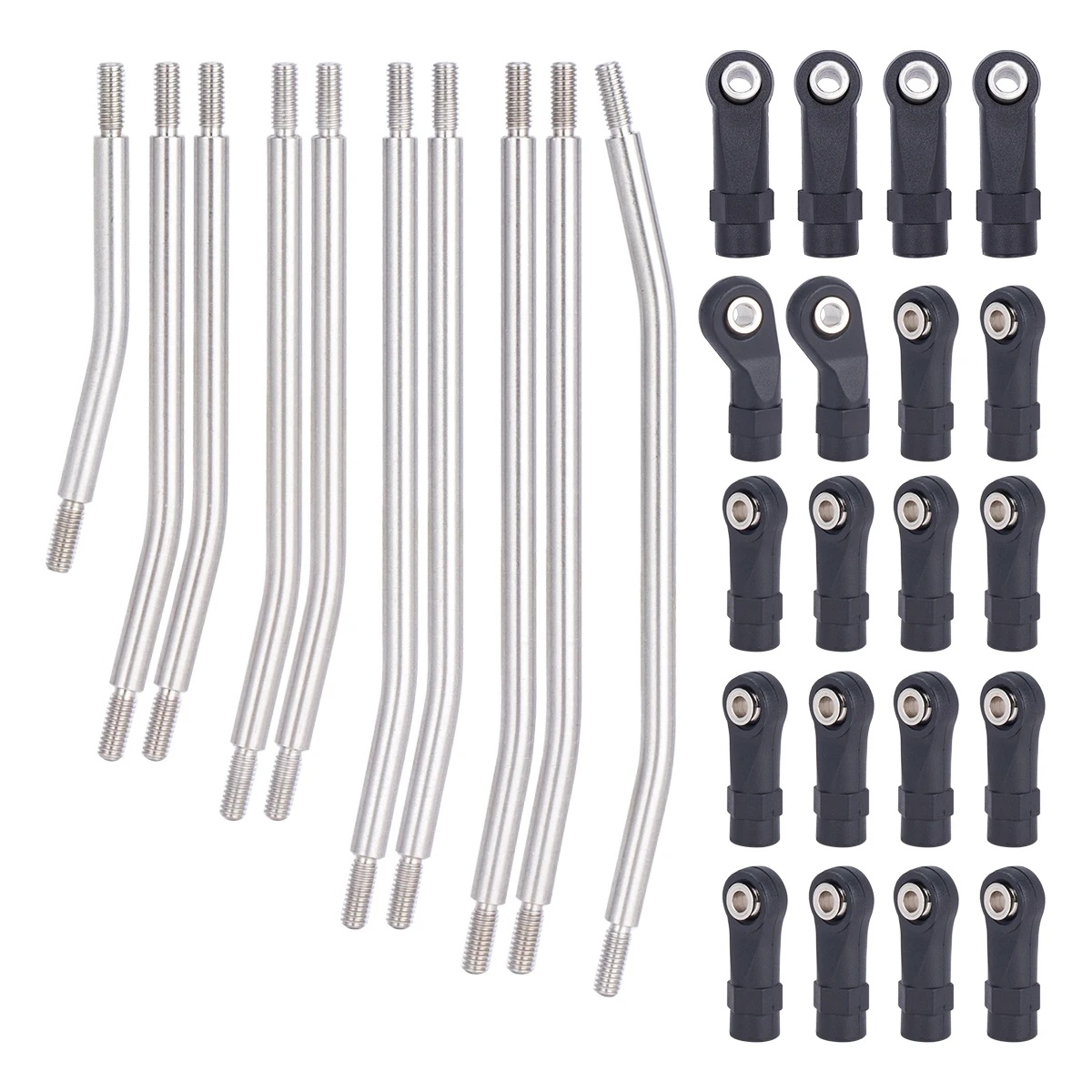 TEMU [10pcs]stainless Steel Links Rod Set With Ball End 313/324mm For 1/10 Rc Crawler Car 90046 Upgrade Parts