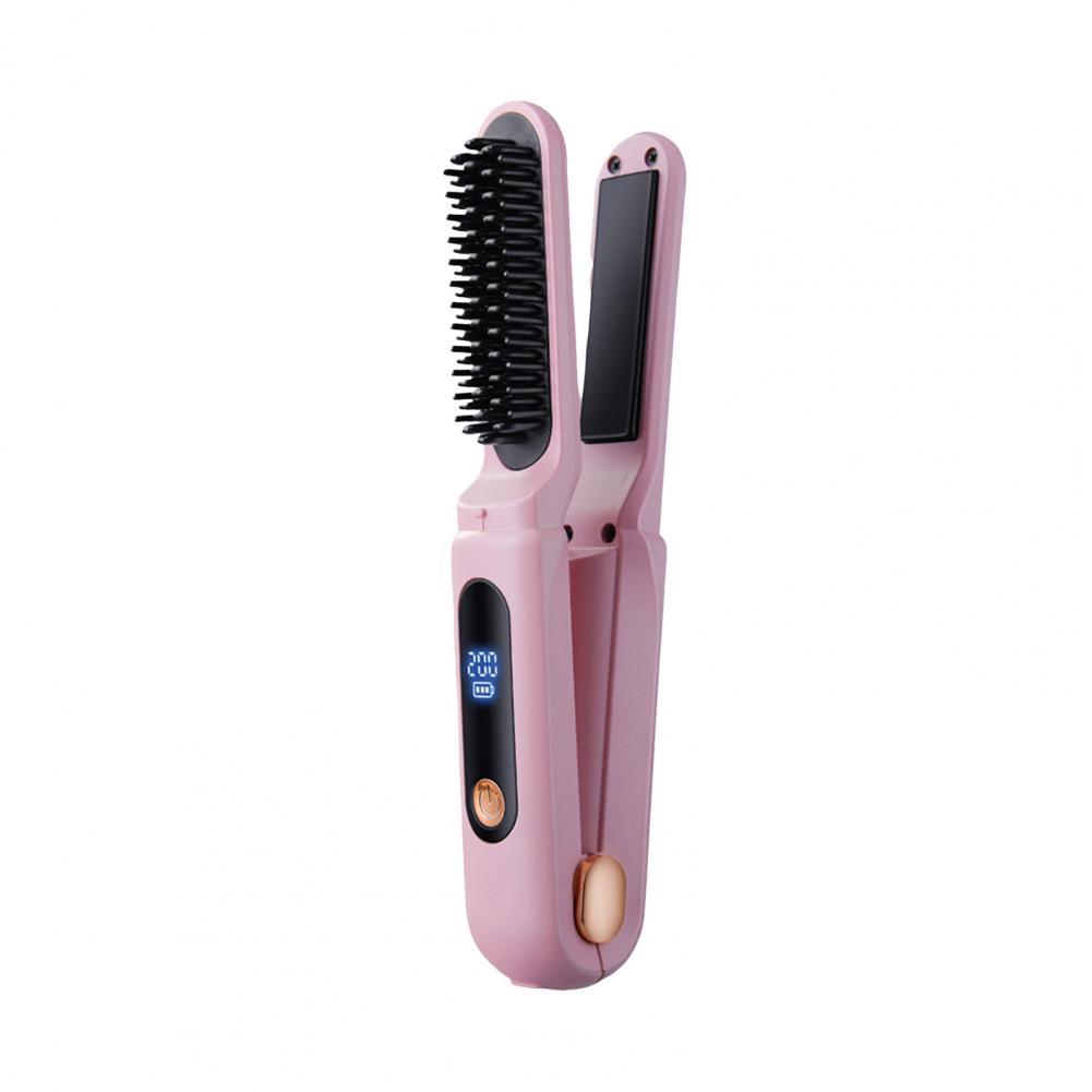 Wireless Portable Cordless Hair Straightener Brush 3 Temp