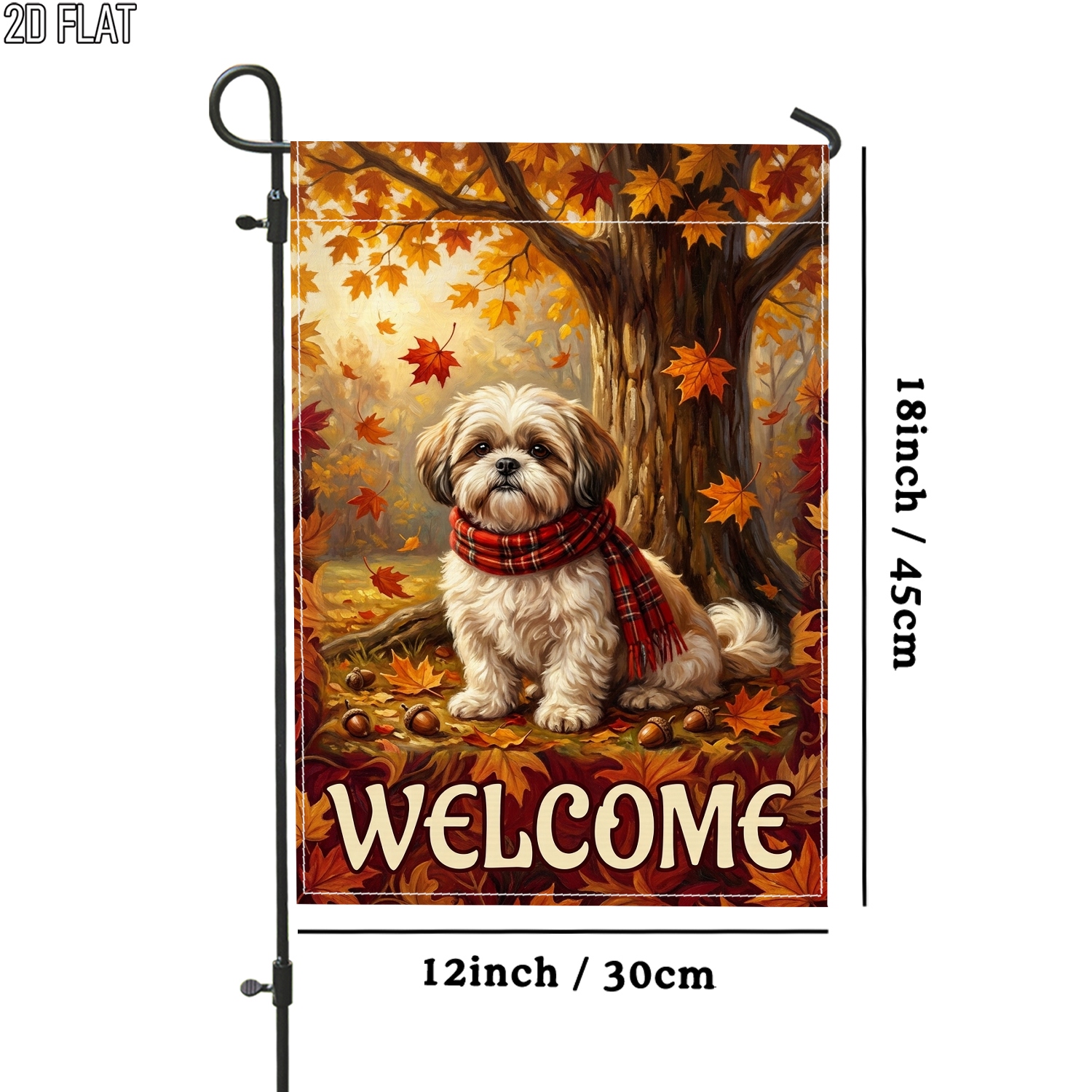 TEMU 2d Flat, 2d Flat 1pc Outdoor Garden Flag Brown Flag Double-sided For Porch Decoration For Garden Outside Yard Decoration Pole, 2d Flat