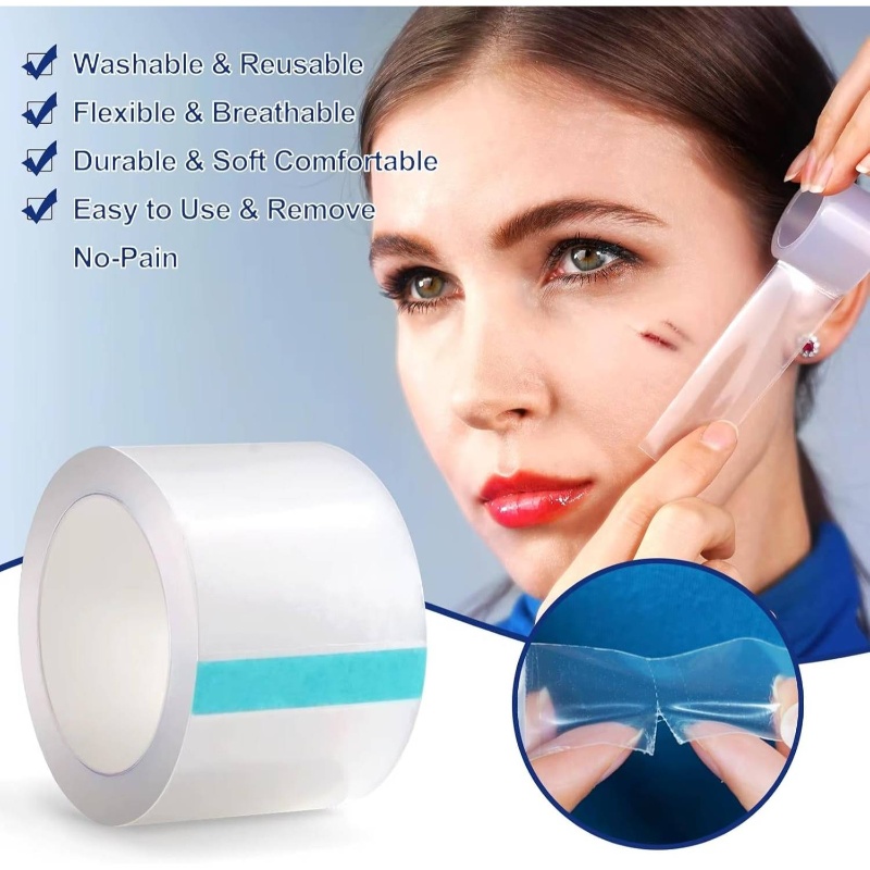 Transparent Patch Tape Reusable, Waterproof, Breathable Strips Lightens and Removes Scratches Old and New Scars 2, 5cm*150cm