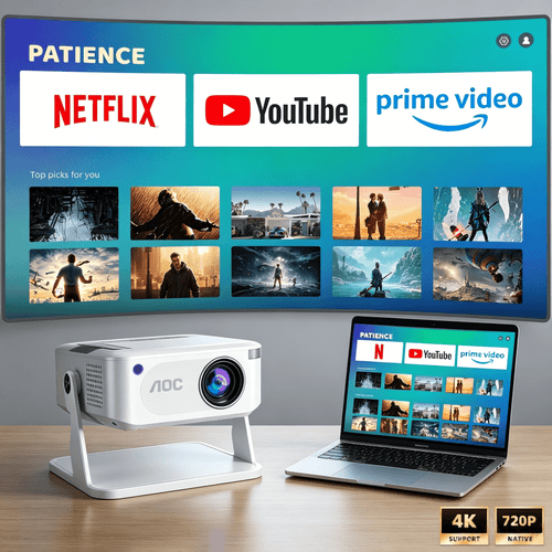 Portable 1080P Projector, 4K Support, 800ANSI High Brightness, WiFi 6 BT 5.0, Mini LED Projector for Office Business Use