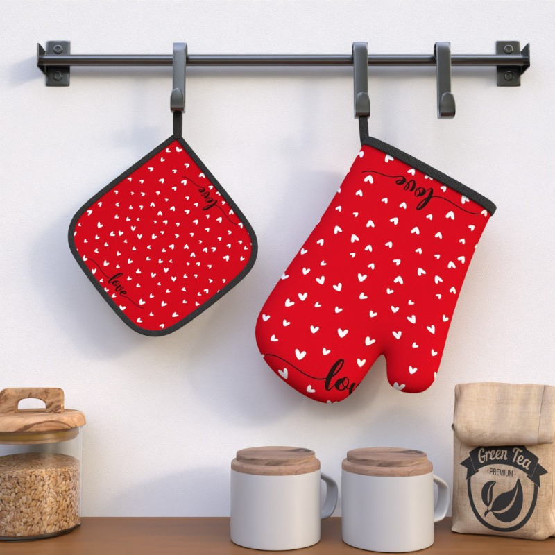 

2pcs 10.6*6.7 Inch Heat-resistant Oven Mitts And Pot Holders Set, Happy Valentine's Day , Ideal For Cooking, Baking, Kitchen Decor, Housewarming Gift, Home Oven, Decoration