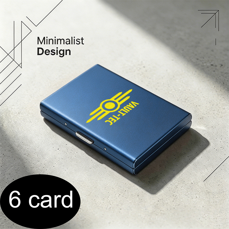 TEMU 1pc 2d Printed Vault Tec Yellow Logo Style High End Rfid Anti Theft Card Holder Men Women Fashion Holiday Gift In Multiple Colours Multi
