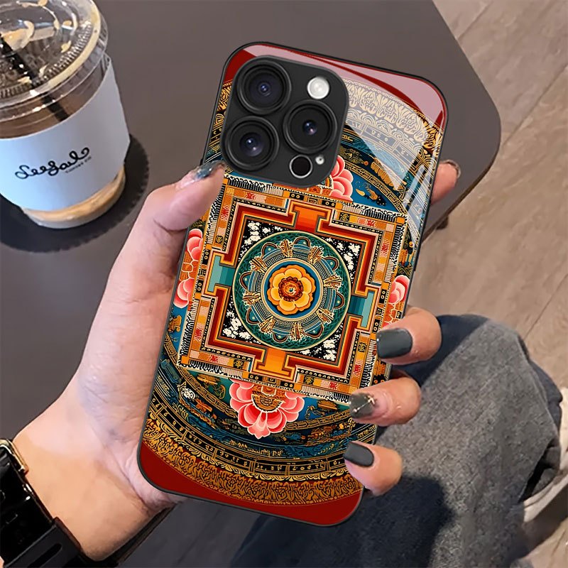 TEMU Tibetan Thangka Style Pattern Phone Case Compatible With Iphone 16/16 Pro/16 Pro Max/16 Plus/ Plus/15 Pro/15 Pro Max, 14/14 Plus/14 Pro/14 Pro