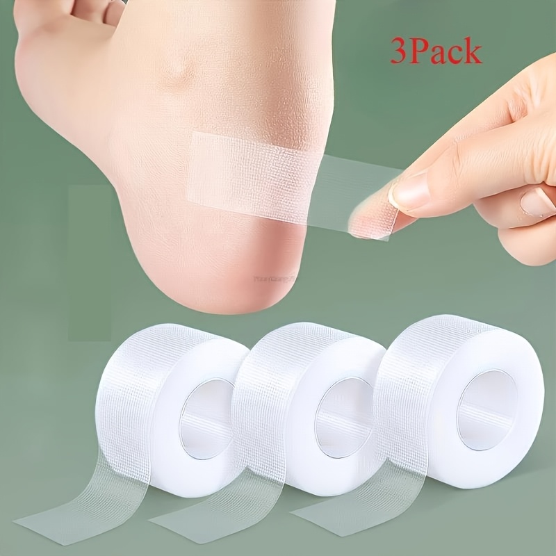 Image of 3 Rolls Of Transparent High- Tape, Suitable For , Unscented, Flexible Protection For Feet, Fingers, And Toes - Waterproof, Reusable, And Invisible Fit - An Essential For Travel And Shoe
