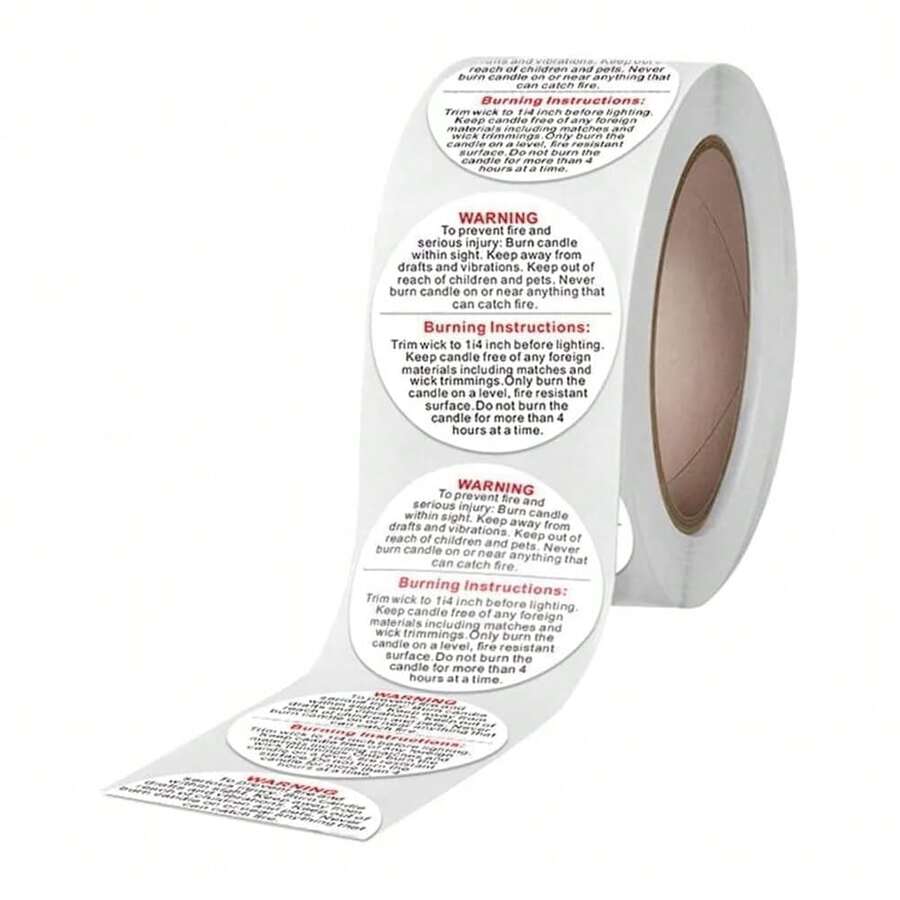 TEMU 200pcs 1-inch White Candle Warning Labels, Candle Sticker Labels, Candle Jar And Can Warning Labels