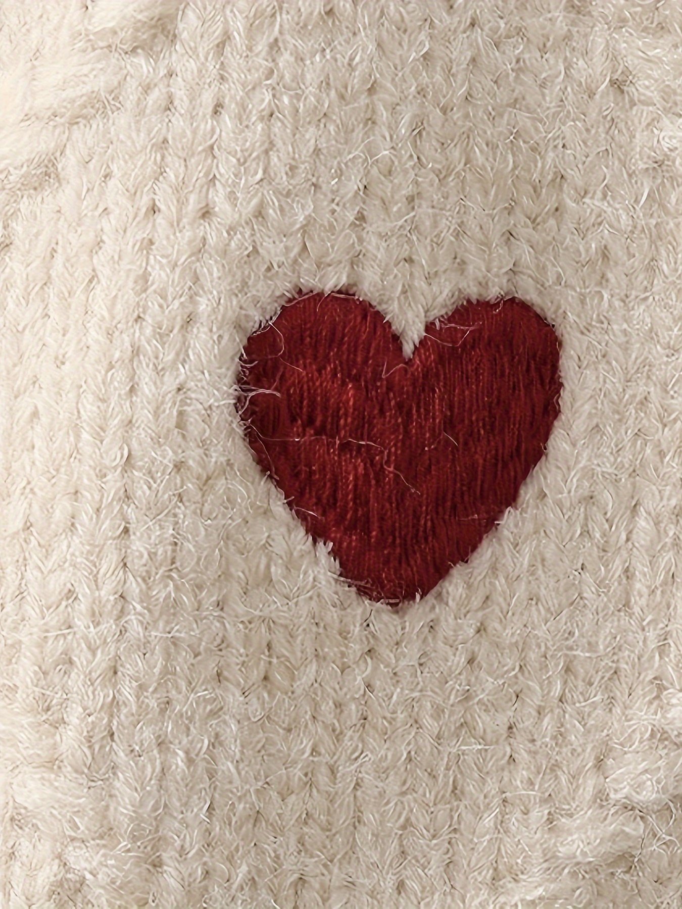 Girls' Thick Knit Sweater with Red Heart Patterns Soft Stretchy Long  Sleeve Round Neck Casual Top for Autumn Winter, Hand Wash Only, Sweaters  for Gi