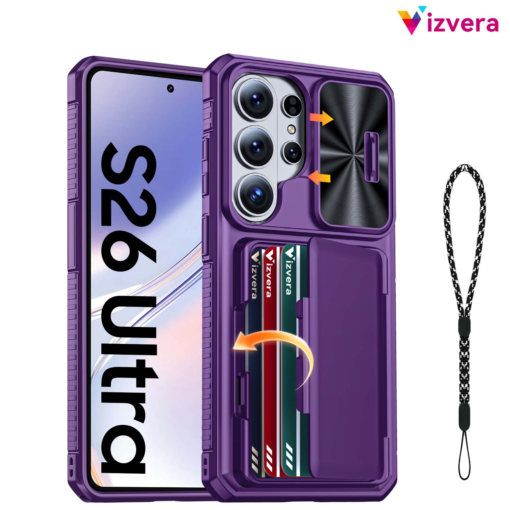 TEMU Phone Case - Vizvera, Compatible With For Galaxy S26 Ultra Wallet Case Featuring A Lanyard [card Slot][camera Cover], Full Resistant And Made