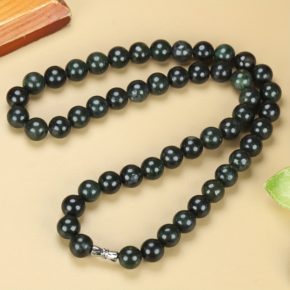 Classic Natural Stone Bead Necklace, Stylish Sweater Chain