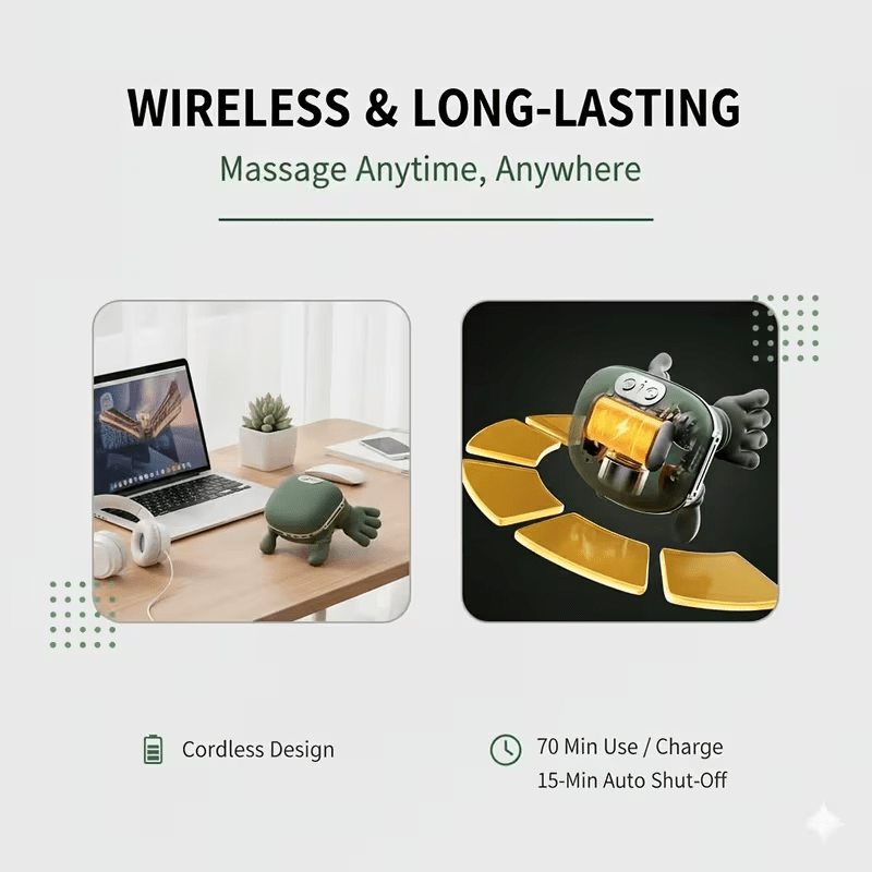 a shoulder wrap that   a human hand with 6d massage capabilities providing heat and deep kneading for the shoulders neck back waist and legs   rechargeable via usb and easy to carry Product details 4