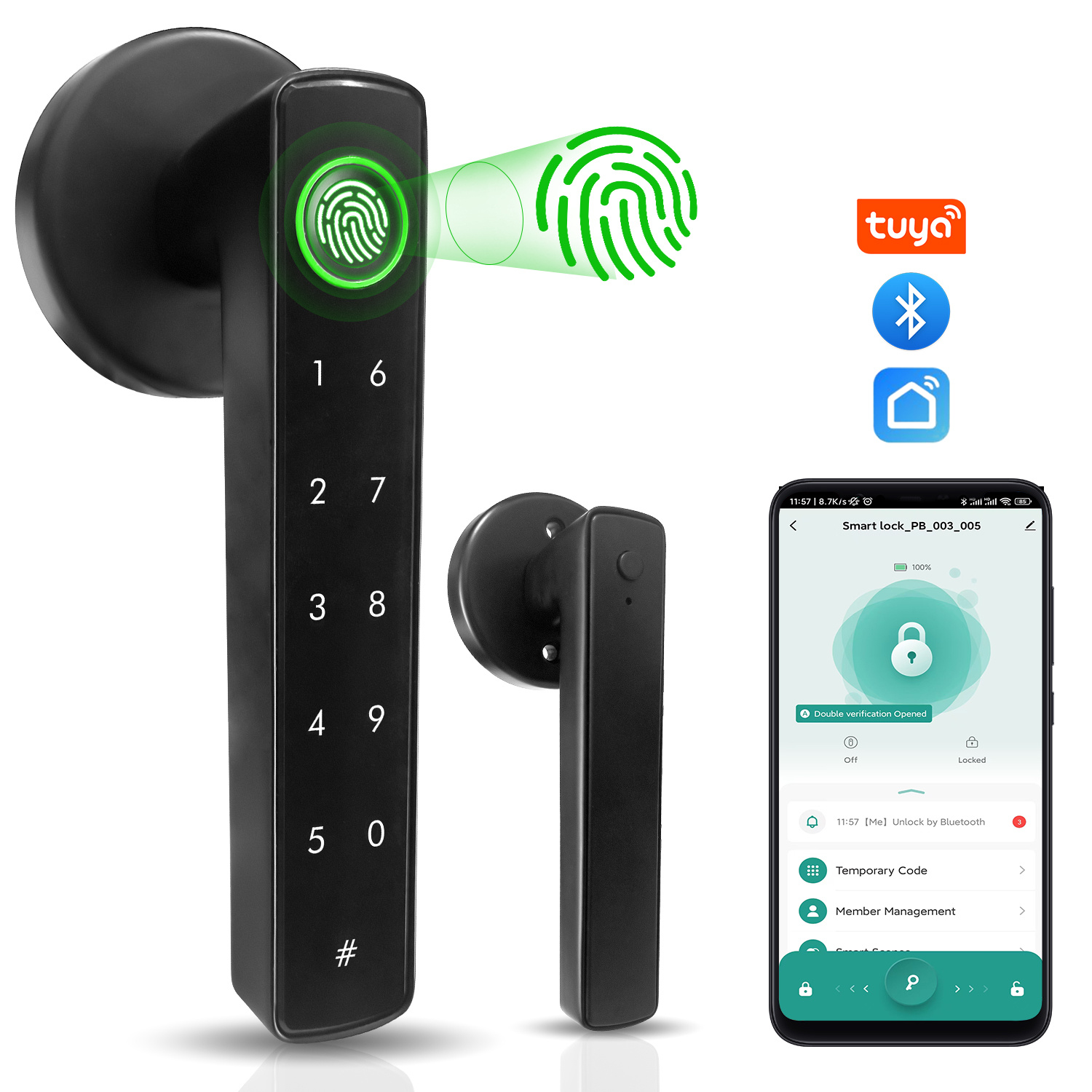 Image of Smart Home Door Lock, , Fingerprint Lock, Door Password Lock, Bt Lock, Supports 4 Unlocking : App, Password, Fingerprint, And Key. Convenient And Fast, Suitable For Apartment Doors.