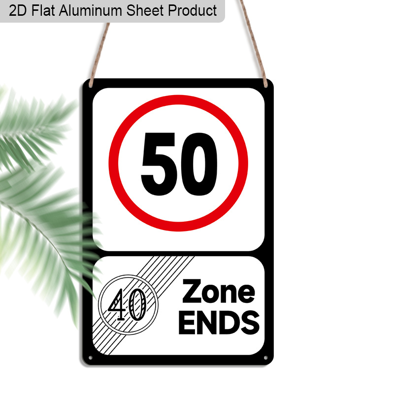 TEMU 2D Plat, 2D Plat Grappige 50e Verjaardagscadeaus voor Mannen en Vrouwen - Je Betreedt Nu De 50 Zone Metalen Bord - Humoristisch Hangbord 40 Zone