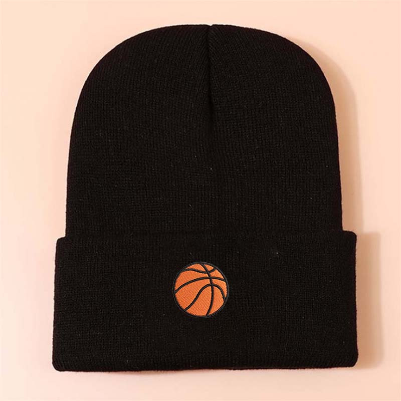 TEMU A Single Basketball Embroidered Warm Knit , Featuring A Basketball Design, Stylish Knit Beanie Suitable For Men And Women, Adult Hat With A