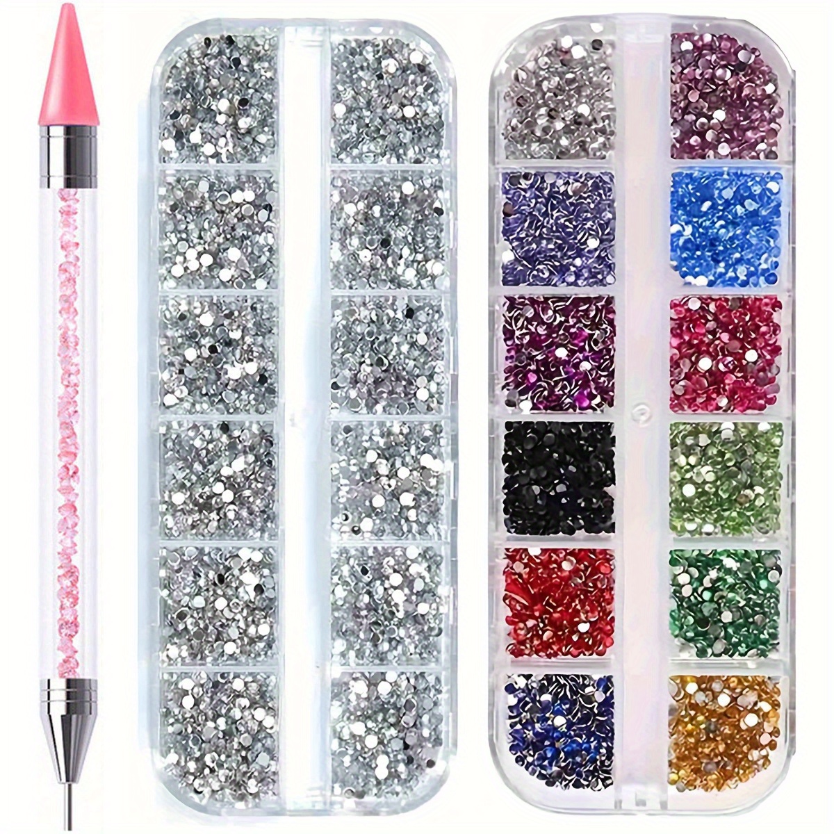 1 2 3pcs nails art multi size flat back acrylic multicolor rhinestones 3d diy decorations glitter synthetic gemstone professional manicure accessories with dotting tools