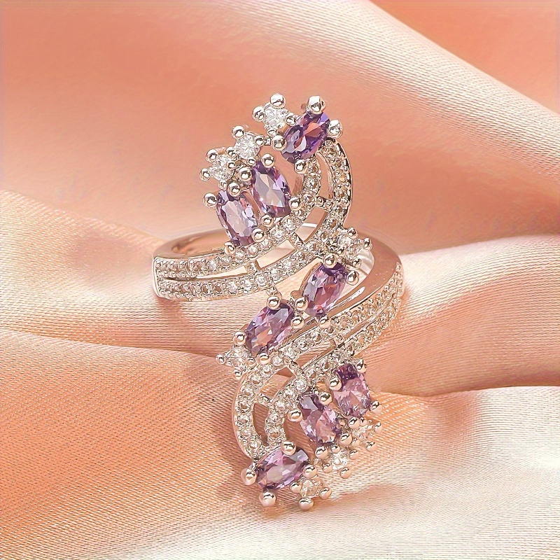CZ Copper Ring December Birthstone for Casual Attire & Festivals