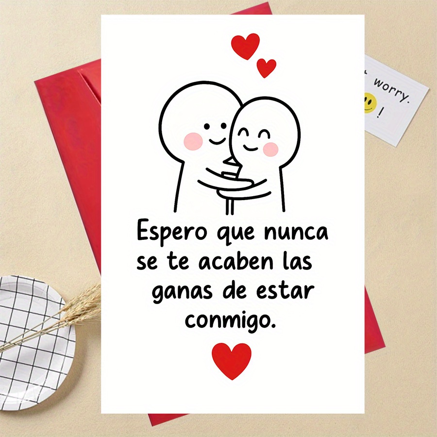 TEMU Un Regalo Ideal, esta Tarjeta de Amor Romántico una Adorable Ilustración de Pareja que Transmite de Estar Juntos, Haciéndolo para Aniversarios o