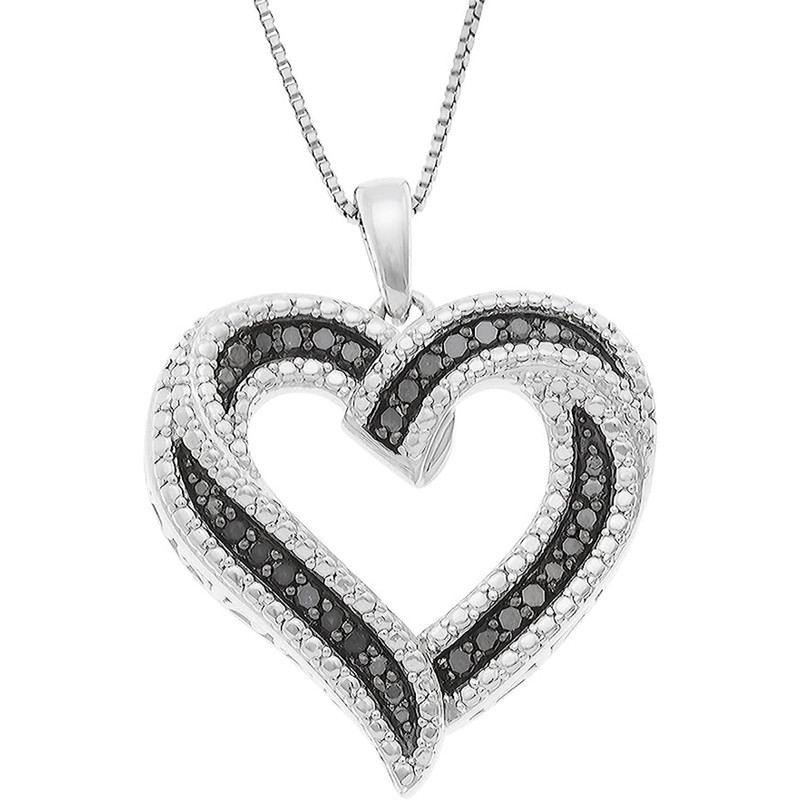 Image of Fashion Personality Inlay Black White Synthetic Zirconia Heart Shaped Necklace For Women Casual Vacation Necklace Jewelry Valentine's Day Gift