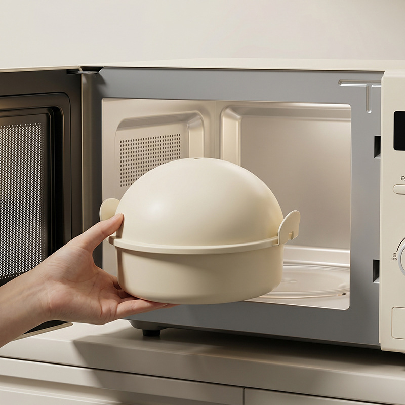 TEMU 1pc 4-cell Heat-resistant Egg Steamer, Food-grade Safe Microwave Egg Cooker | Portable Aluminum Egg-shaped Steamer Basket, Creative Egg ,