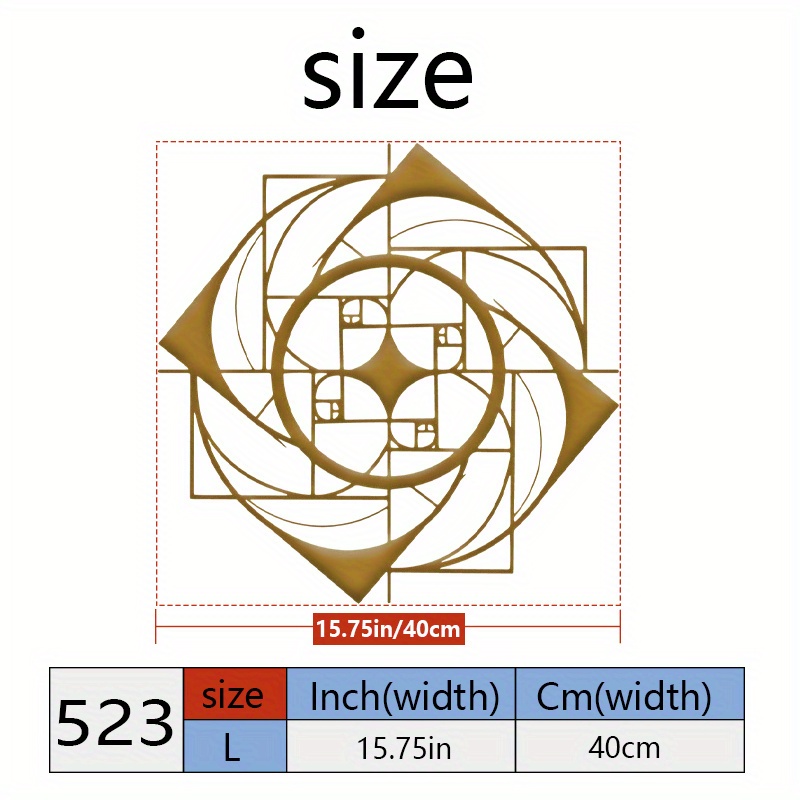 TEMU 1pc Golden Art Decor 15.75-inch Metal Wall Art, Golden Ratio Metal Wall Art, Geometric Wall Art, Fibonacci Spiral, Hanging Ornament, Metal Wall