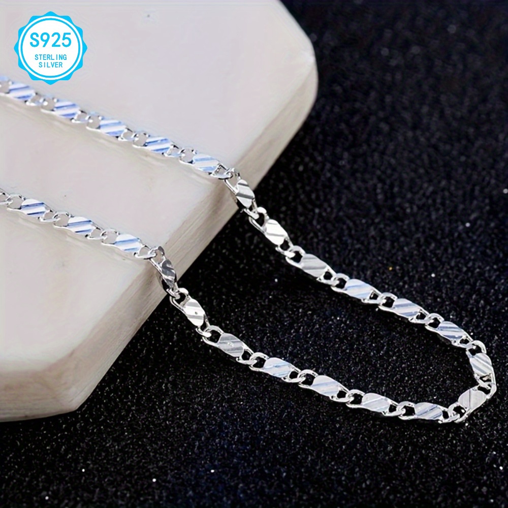 TEMU 2D Plat, - 2 pièces de Collier Plat en Argent 925 de 2 mm, 20-24 Pouces - Style Bohème, Fermoir Mousqueton, Hypoallergénique et Nickel, Idéal